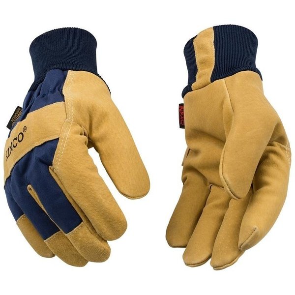 Heatkeep Gloves, Men's, XL, Angled Wing Thumb, EasyOn, Elastic Knit Wrist Cuff, BlueGolden 1926KW-XL